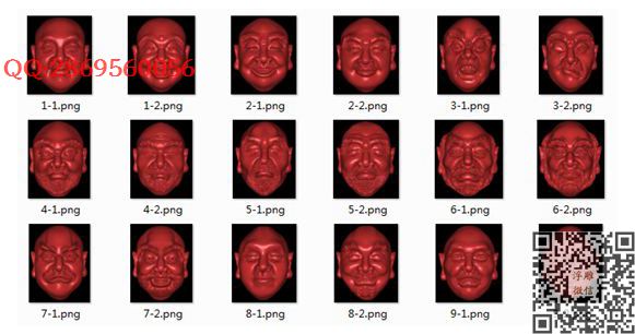 希雕龙圆雕十八罗汉图  STL--双面18罗汉_STL圆雕图立体模型3d打印核雕精雕图浮雕图